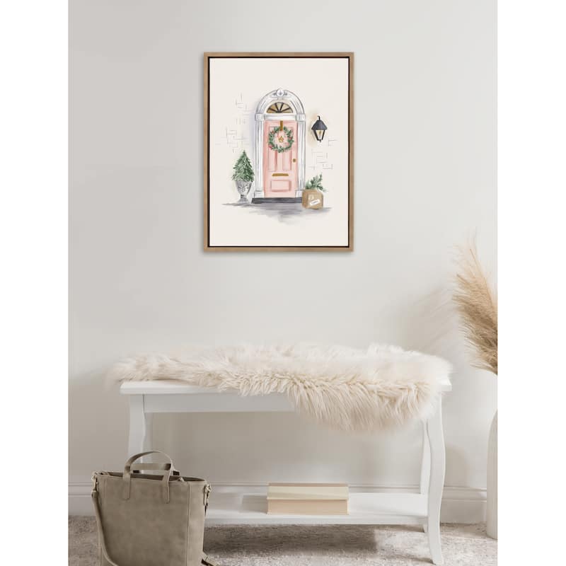Kate and Laurel Sylvie Christmas Door Canvas by Valerie McKeehan