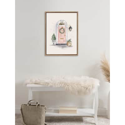 Kate and Laurel Sylvie Christmas Door Canvas by Valerie McKeehan