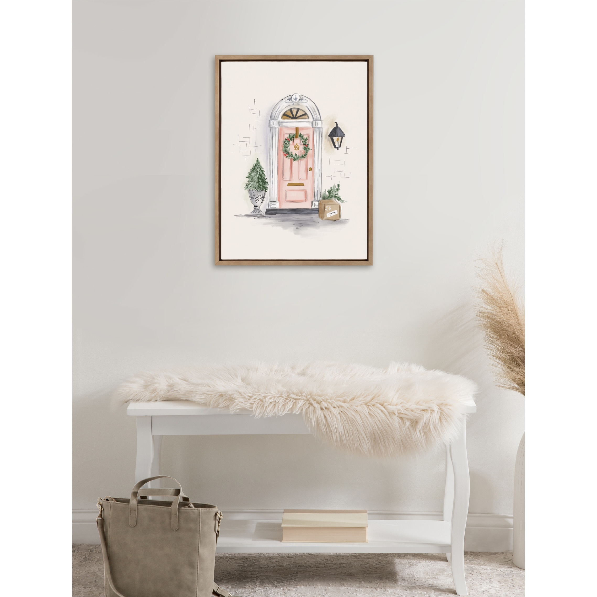 Kate and Laurel Sylvie Christmas Door Canvas by Valerie McKeehan