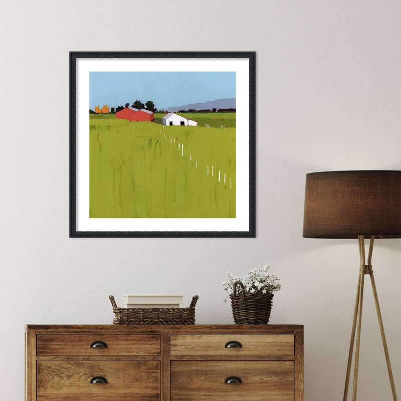 Fenceline by Ruth Lague Wood Framed Wall Art Print - Bethany Black