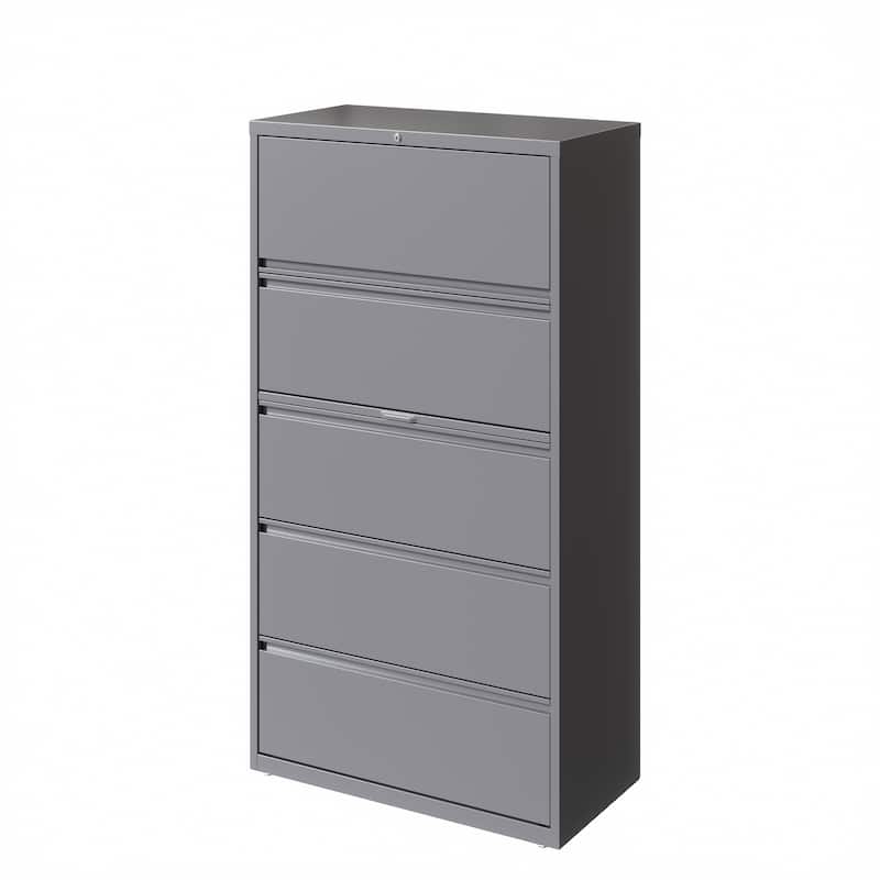 Hirsh 36-in Wide HL10000 Series 5 Drawer Lateral File Cabinet with Posting Shelf and Roll-Out Binder Storage, White