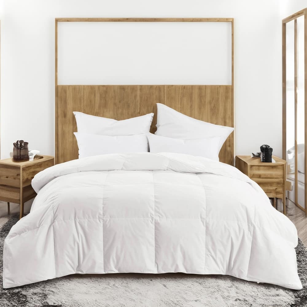 Highland Feather Summer Lightweight Airy White Goose Down Comforter - Tencel Organic Cotton Shell