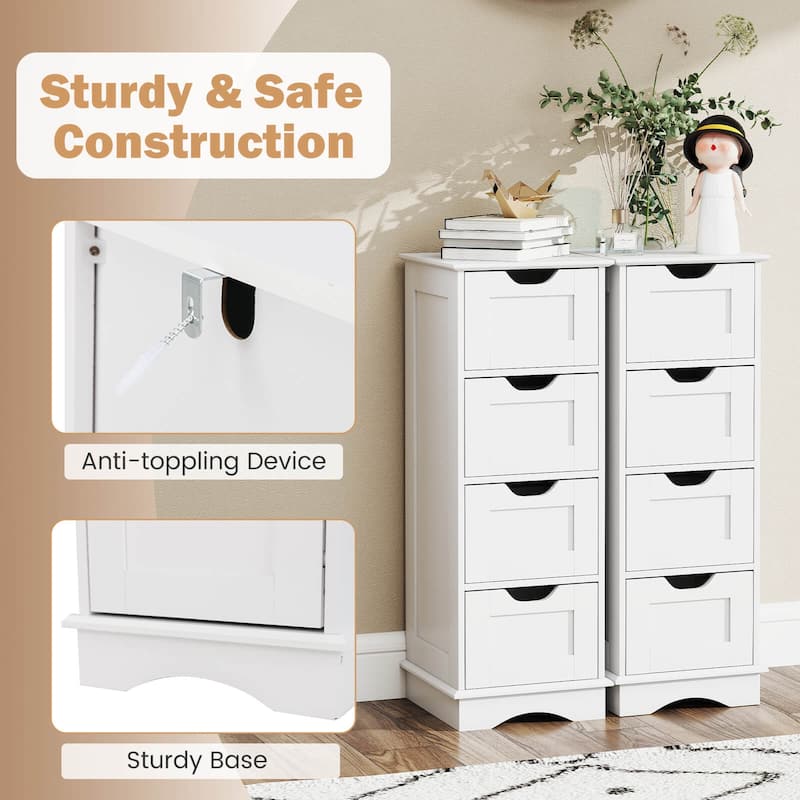 Costway Bathroom Storage Cabinet with 4 Drawers Cut-out Handles - See Details