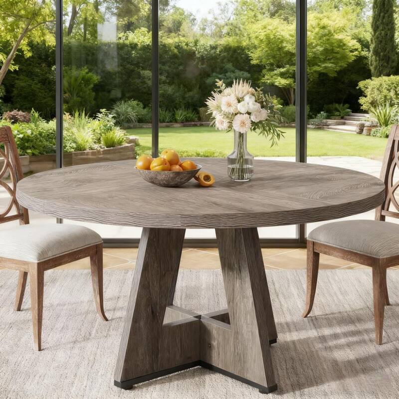 Round Dining Table Office Table, 47-Inch Kitchen Table Meeting Table with Sturdy Pedestal Base, Easy Assembly
