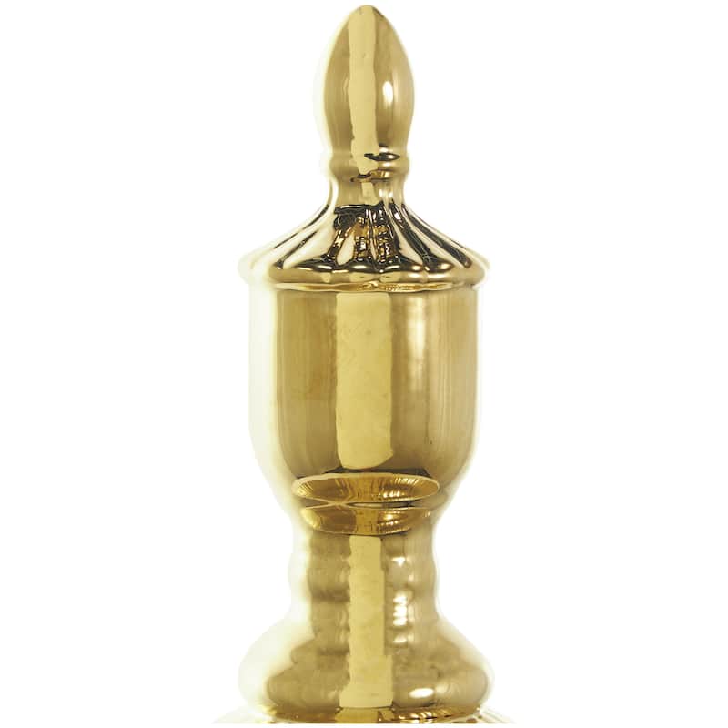 Ceramic Living Room Decorative Jars with Grooves and Lid - Gold, Silver, Black, White - Roche River Decor