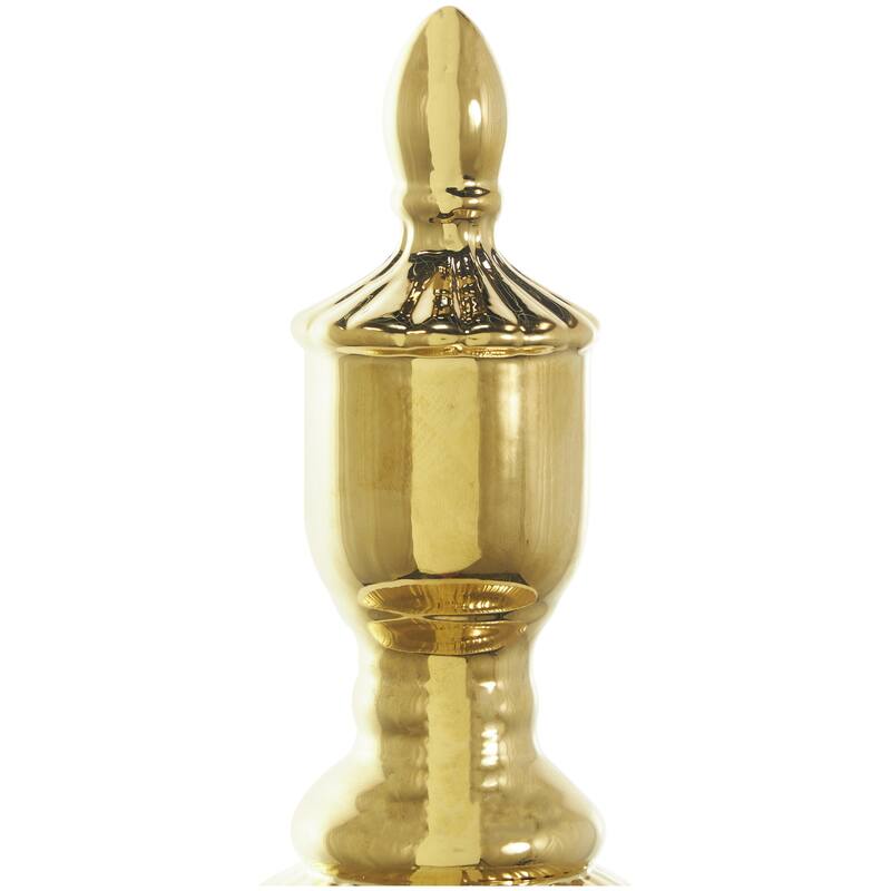 Ceramic Living Room Decorative Jars with Grooves and Lid - Gold, Silver, Black, White - Roche River Decor