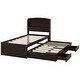 preview thumbnail 10 of 13, Twin XL Platform Bed with LED Headboard, Charging Station, Trundle, Dark Brown