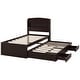 preview thumbnail 10 of 13, Twin XL Platform Bed with Storage LED Headboard, Charging Station, Trundle & 2 Drawers, Sturdy Pine Wood Frame, Dark Brown