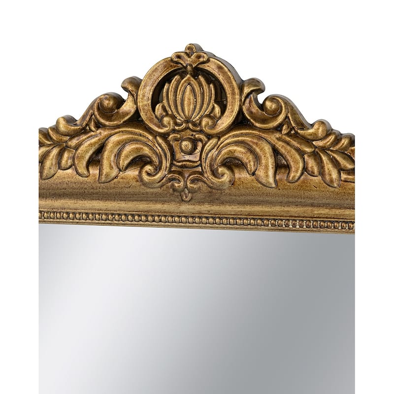 23.5" x 37.5" Decorative Arched Wall Mirror With Ornate Gold Crest Design