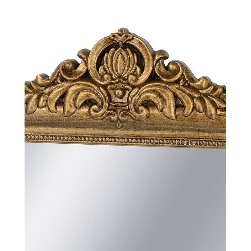 23.5x37.5" Decorative Arched Wall Mirror With Ornate Gold Crest Design