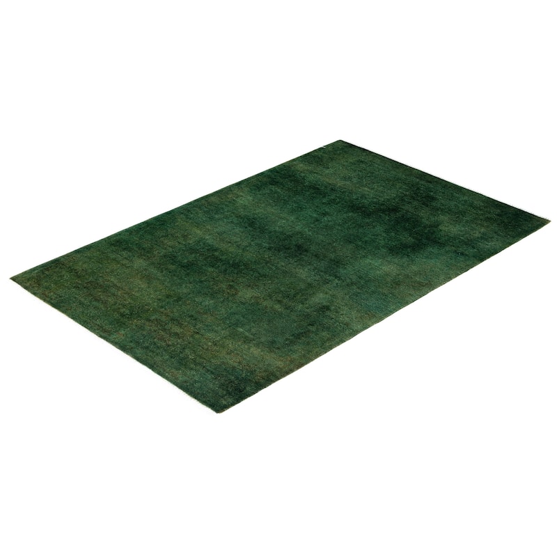 Overdyed One-of-a-Kind Hand-Knotted Runner Rug - Green - 2' 9" x 4' 3"