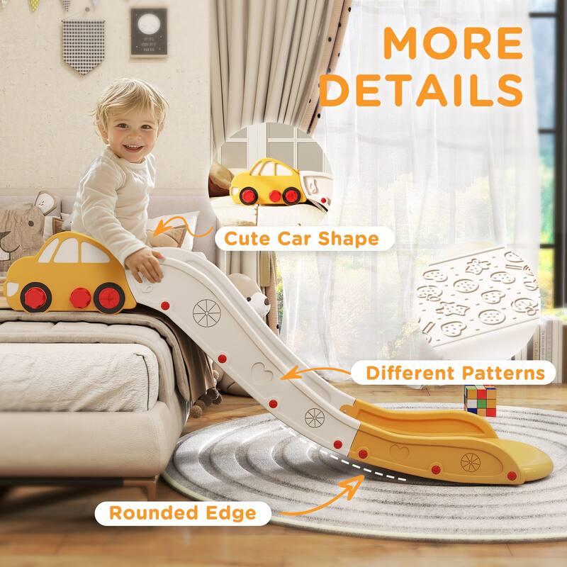 Extra Long Yellow Kids Slide for Sofa and Bed with Safe Buffer Design for Toddlers 18 to 48 Months