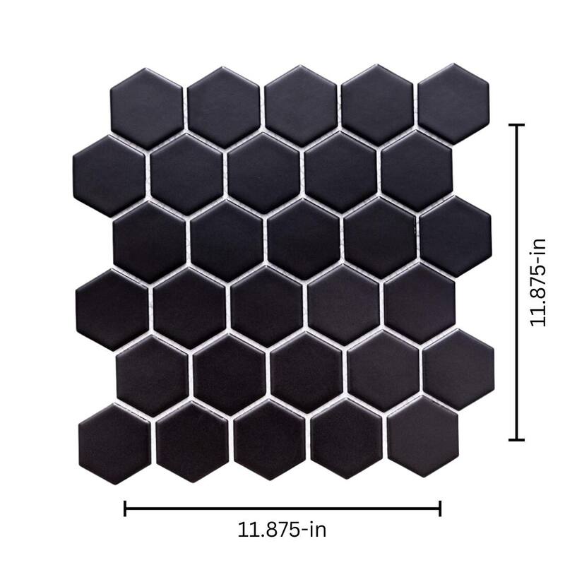 The Tile Life Honeycomb 2x2 Black Porcelain Floor & Backsplash Wall Tile