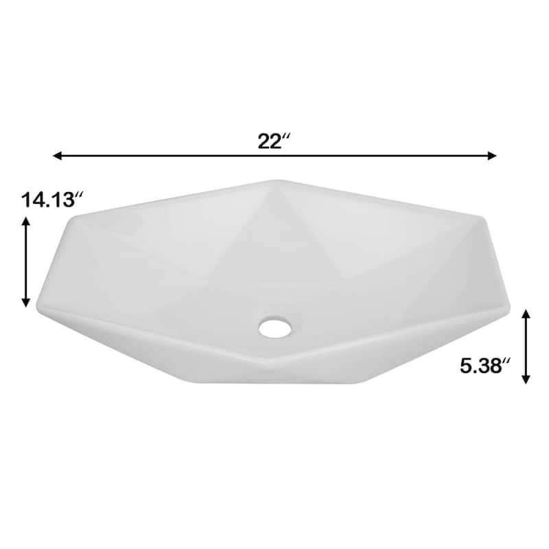 HEXY White Ceramic Hexagonal Countertop Vessel Sink
