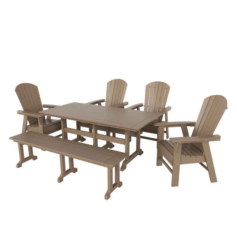Altura 6-Piece Rectangular Poly Eco-Friendly All Weather Outdoor Dining Set with Bench