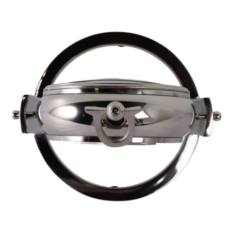 Metal Glass Desk Clock Roman Numerals Silent Movement and Pivot Stand - 9" x 9" x 10"