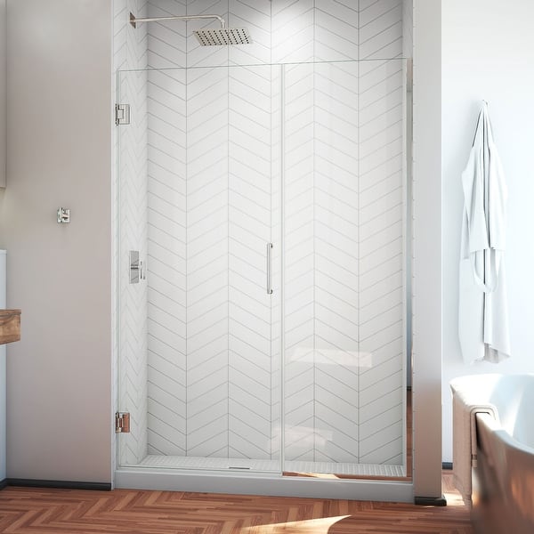 slide 2 of 28, DreamLine Unidoor Plus 52-52 1/2 in. W x 72 in. H Frameless Hinged Shower Door - 52" - 52.5" W