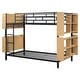 preview thumbnail 7 of 12, Twin Over Twin Metal Bunk Bed with Ladder & Storage Shelves, No Box Spring, Black