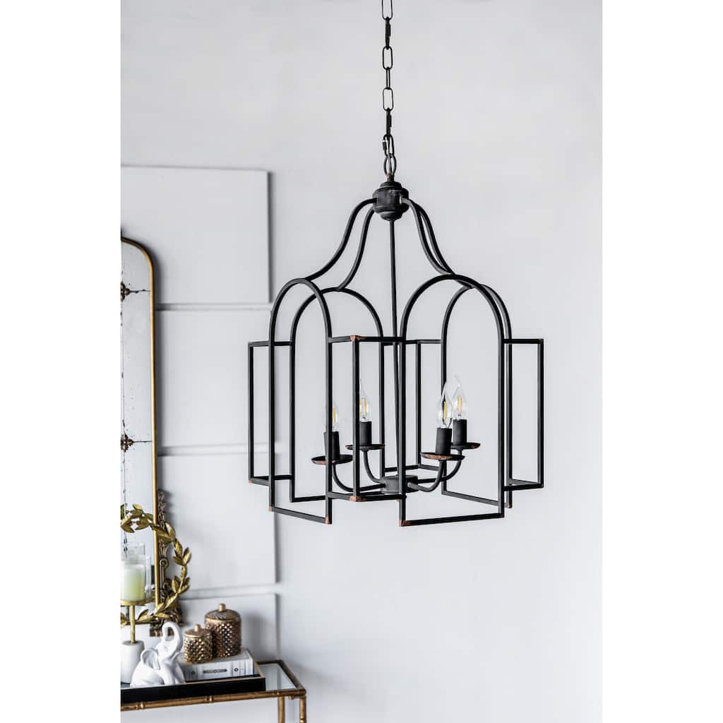 17.3x17.3x28.7" Malin Entry 4-Light Chandelier, Hanging Light Fixture, Bulb Not Included