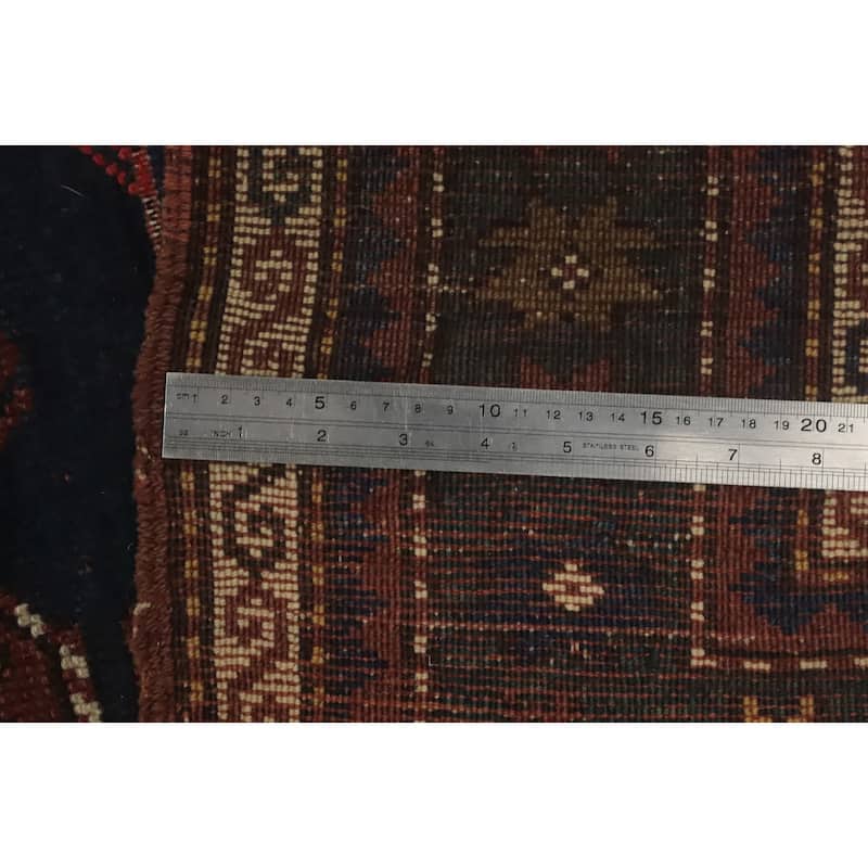 Hand Knotted Oriental 100% Wool Carpet Traditional Tribal Navy Blue & Blues Kazak Runner Rug - 6' 7'' X 3' 5''