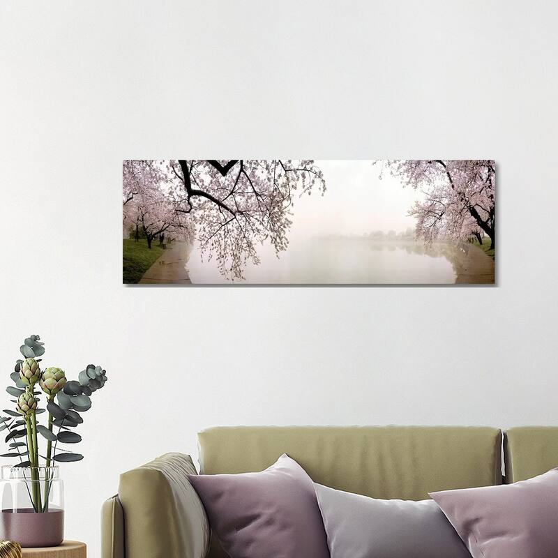 iCanvas "Cherry blossoms at the lakesideWashington DC, USA" by Panoramic Images Canvas Print - 16x48x1.5