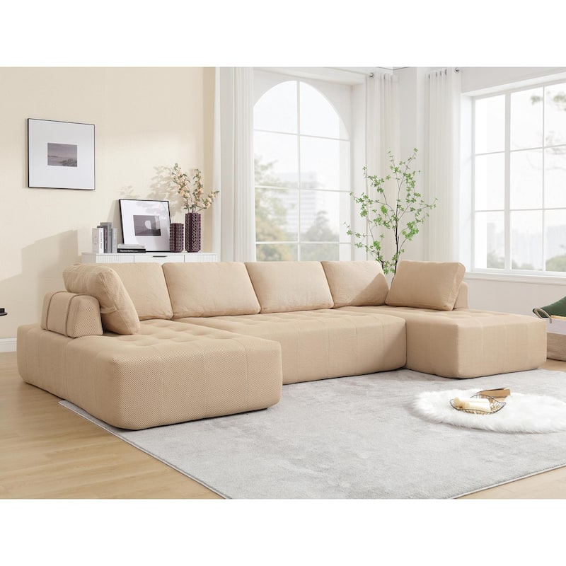 146" Modular Sectional Sofa, Oversized U Shaped with Chaise, Deep Seat Comfy Fabric Cloud Couch for Living Room