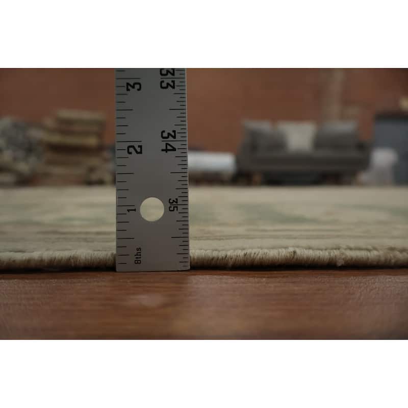 Hand Knotted Oriental 100% Wool Carpet Traditional All-Over Beige & Ivories Ziegler Area Rug - 9' 5'' X 7' 8''