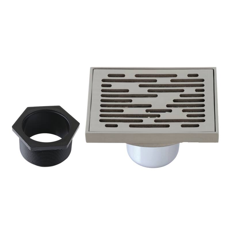 Watercourse Transit 4" Square Grid Shower Drain - Brushed Nickel