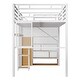 preview thumbnail 10 of 14, White Full Metal Loft Bed with Wardrobe, Desk & Storage Shelves