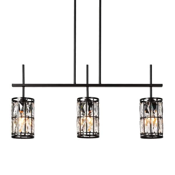 JAZAVA 3-Light Matte Black Linear Chandelier for Kitchen Island with No Bulbs Included HDPL101BK-3S - The Home Depot JAZAVA 3-Light Matte Black Linear Chandelier for Kitchen Island with No Bulbs Included HDPL101BK-3S - The Home Depot