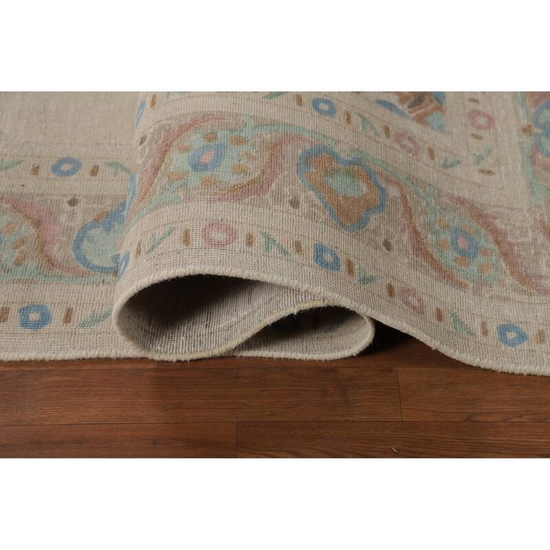 Beige / Ivory Medallion Tabriz Persian Rug Hand-Knotted Wool Carpet - 8'0"x 11'4"