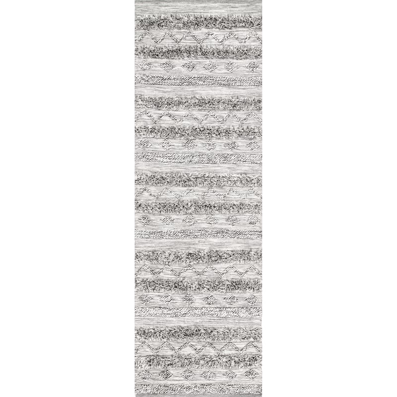 Nuloom Grey Southwestern Raised Tribal Band Area Rug