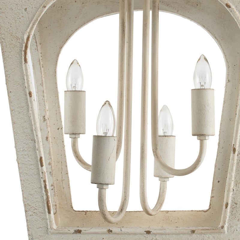 4 - Light Wood Chandelier, Hanging Light Fixture with Adjustable Chain for Kitchen Dining Room Foyer Entryway, Bulb Not Included