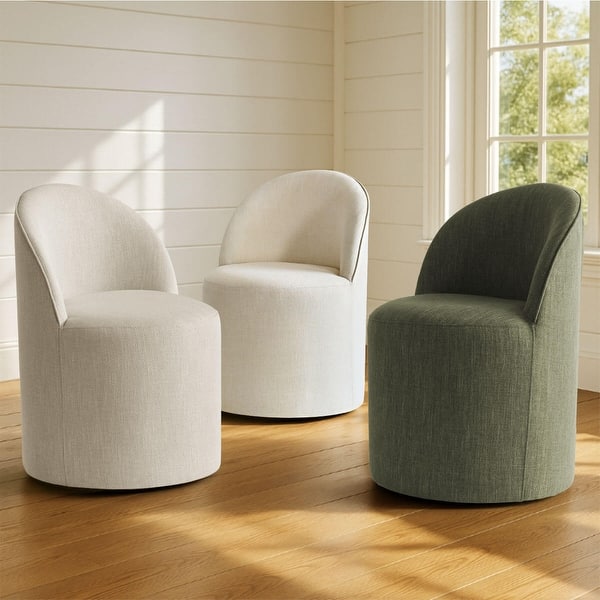 slide 2 of 42, Linen Upholstered Dining Chair with Castors (Set of 2)