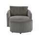 preview thumbnail 23 of 46, Sligo Oversized Wale Corduroy Swivel Accent Chair with Furry Channel Pillow and Ottoman by iNSPIRE Q Bold