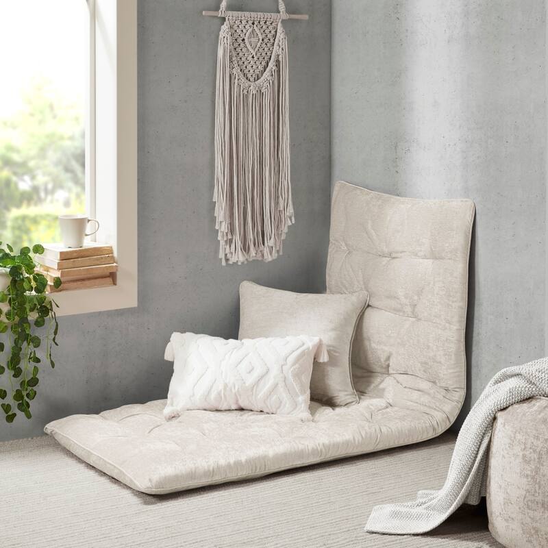 Intelligent Designs Arwen Poly Chenille Lounge Floor Pillow - Ivory