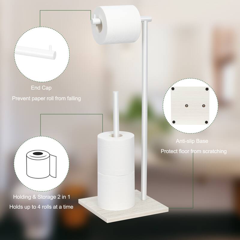 Bathroom Toilet Paper Holder Stand with Reserve