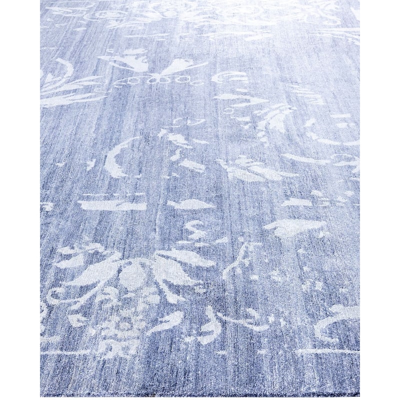 Modern One-of-a-Kind Hand-Knotted Area Rug, Blue - 9' 2" x 12' 3"