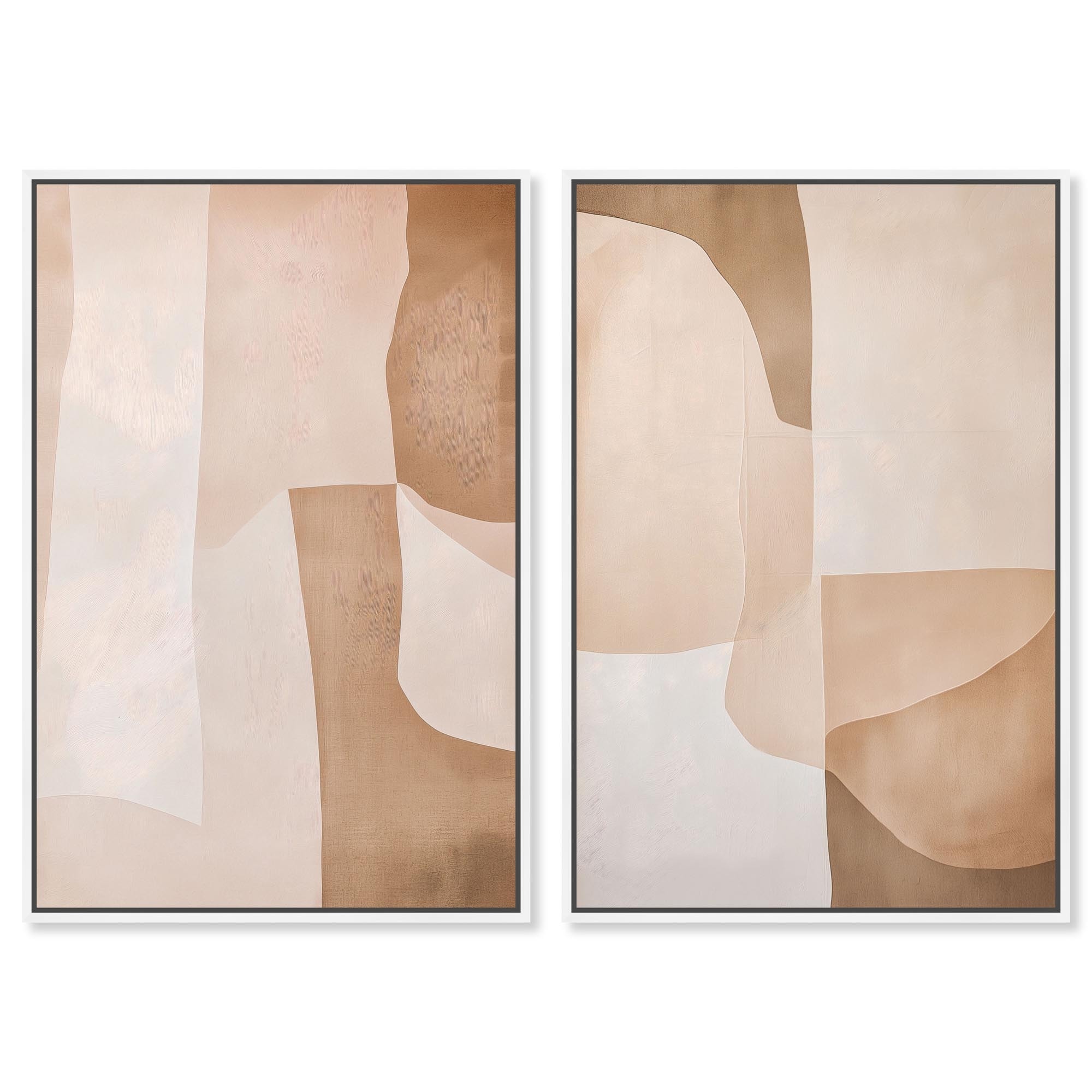 Neutral Luxe Living Room Art 2 Panel Set Framed Canvas Print by Art Remedy
