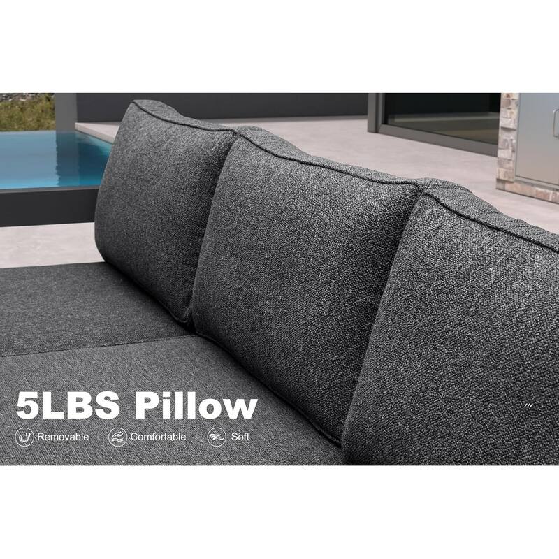 PURPLE LEAF Patio Furniture Set Outdoor Couch with 9.6" Thick Cushion Sofas for Yard Porch Deck, bronze with Table