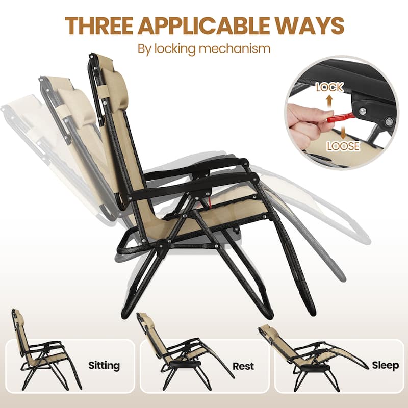 Yaheetech 26in Outdoor Zero Gravity Chair Patio Lounge Camping Chair with Sunshade