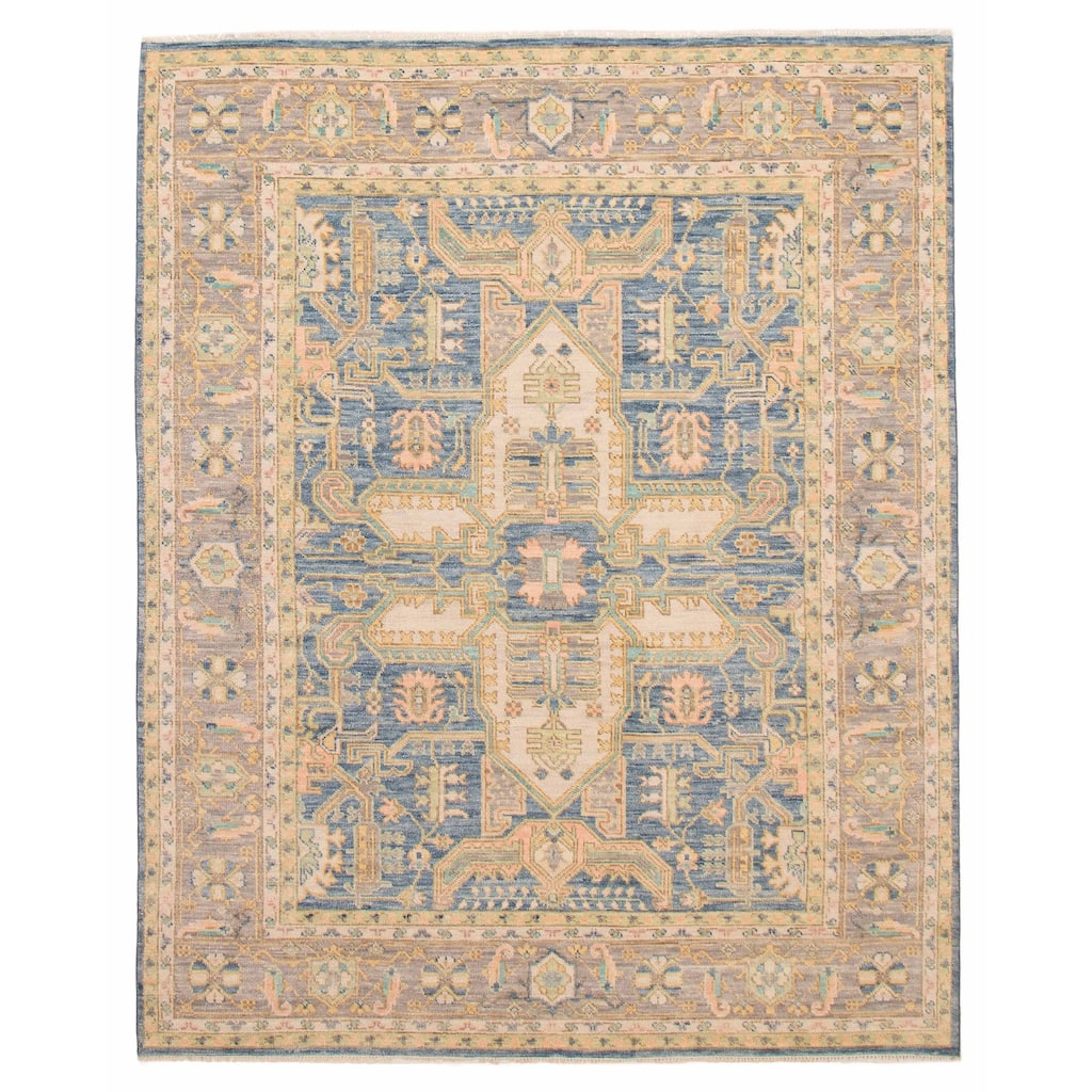 ECARPETGALLERY Hand-knotted Modern Oushak Navy Wool Rug - 8' x 10'