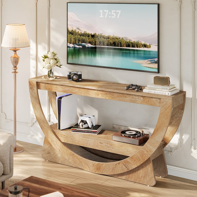 Farmhouse Media TV Console Table for Living Room, Bedroom