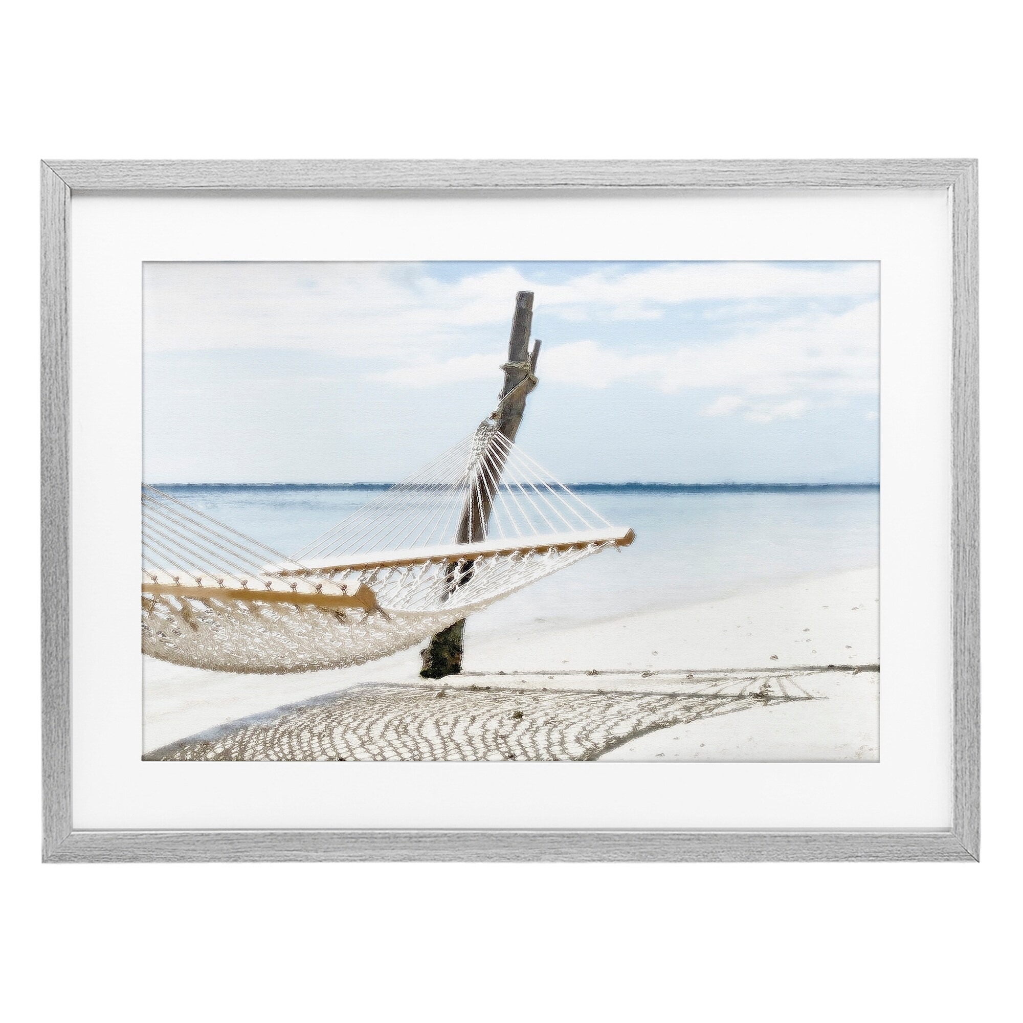 Stupell Beachside Hammock Coast Under Glass Framed Design By Noah Bay