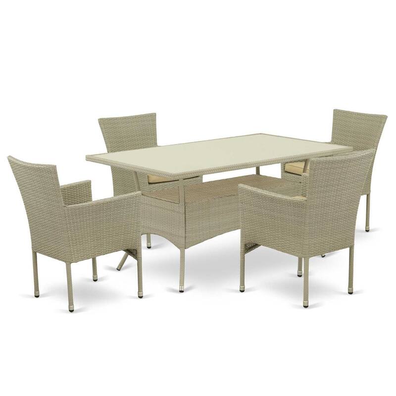 HomeStock 5-Piece Natural Oak Finish Solid Wood Top Dining table with 4-Chairs