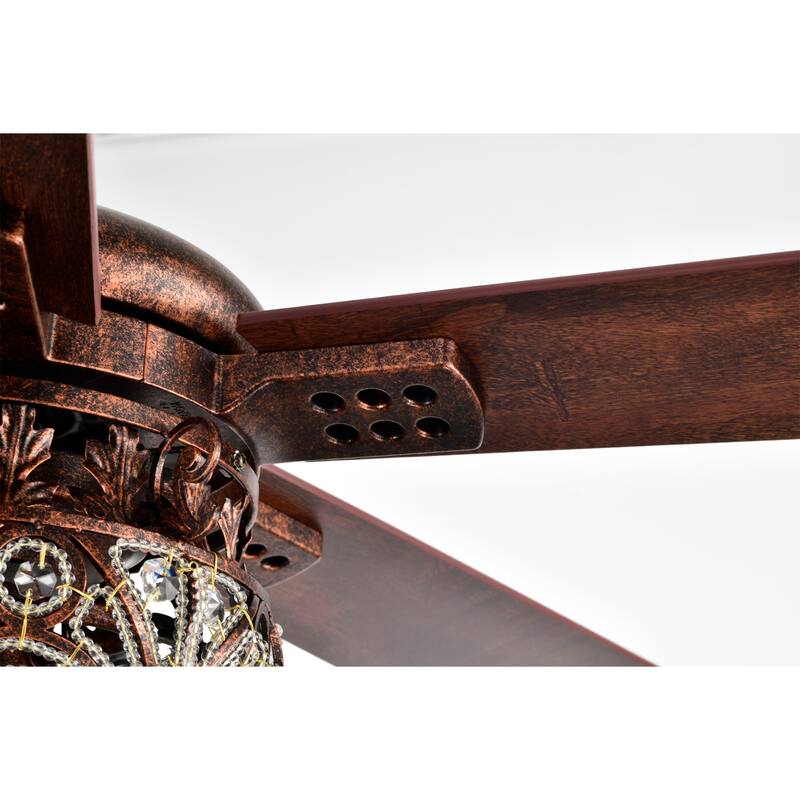 Laylani 52 Inch Antique Copper Ceiling Fan 2 Light with Remote