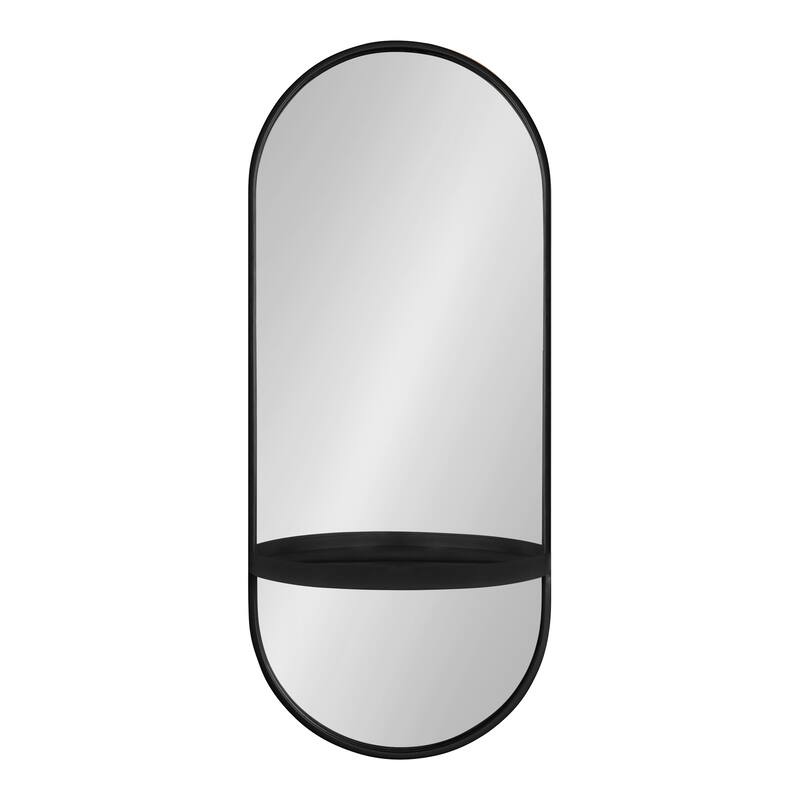 Kate and Laurel Estero Metal Oval Wall Mirror with Shelf