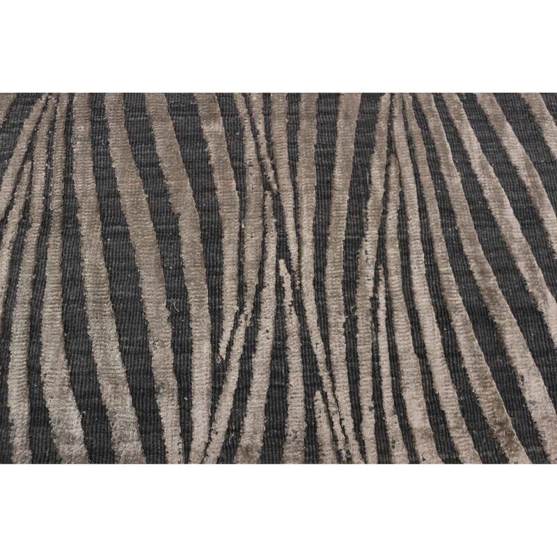 ECARPETGALLERY Hand Loomed Elysian Grey Viscose, Wool Rug - 5'2 x 8'0