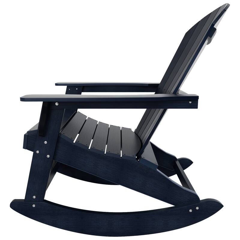 Vineyard HIPS Outdoor Eco-Friendly All Weather Seashell Rocking Adirondack Chairs with Side Table (3-Piece Set)