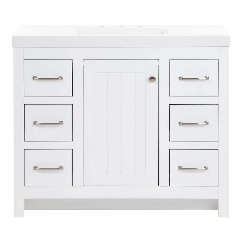 Chamiree 42.5" Bathroom Vanity With Cabinet, 6 Drawers, and White Sink Top